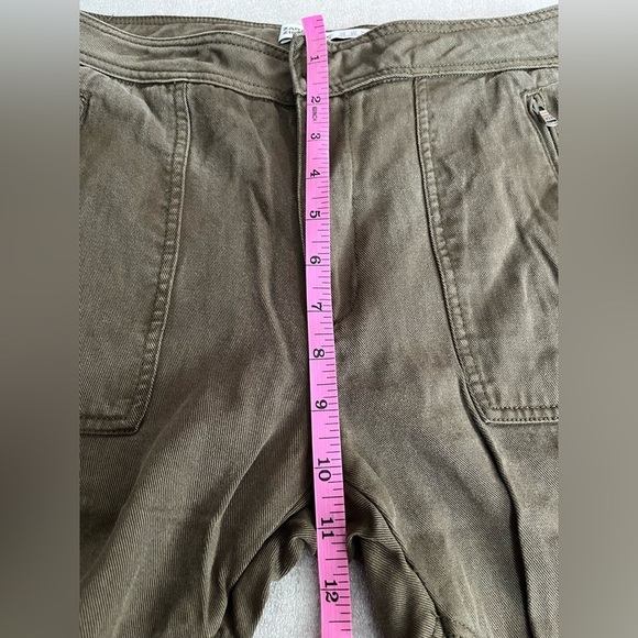 [US6]Zara Z1975 Denim Brown Military Joggers Zip Fly Lycell 23” Inseam Ankle - Picture 7 of 10